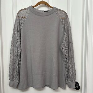 Gray Lace Raglan Top | MIHOLL XXL